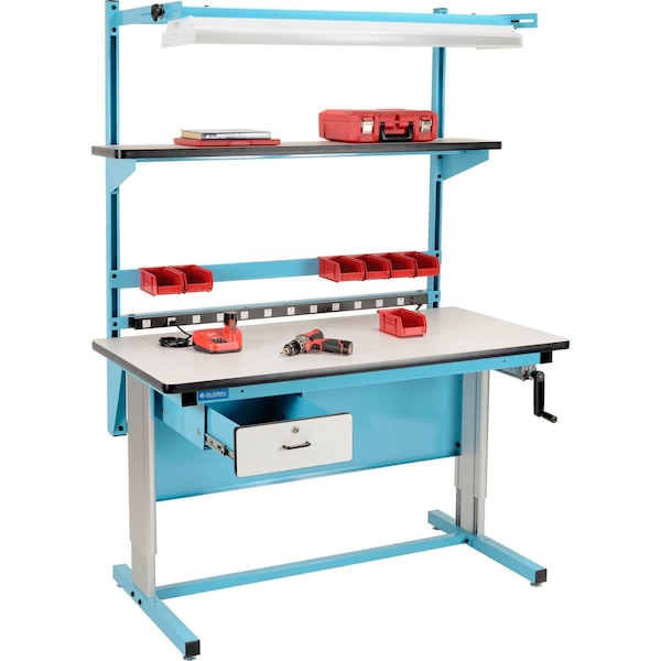 Global Industrial Bench-In-A-Box Ergonomic Workbench, Plastic Laminate Top, 60Wx30D, Blue B2334697 - main